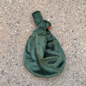 Saje “The Loop Bag” || Green and Orange Velvet Knot Bag